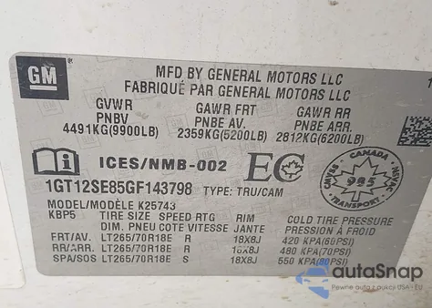 2016 GMC Sierra 2500Hd Sle from USA, damaged, VIN 1GT12SE85GF143798